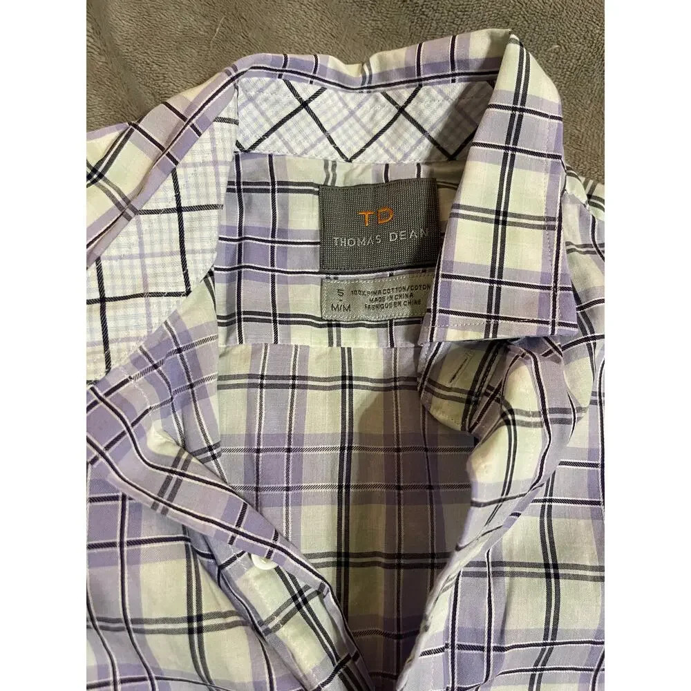 NWOT Thomas Dean Size 5 Girl Toddler Plaid Purple White Long Sleeve Button Up - Picture 2 of 3